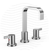 Phiestina Brushed Nickel 8 Inch 3 Hole Widespread Waterfall Bathroom Sink Faucet, Modern Bathroom...