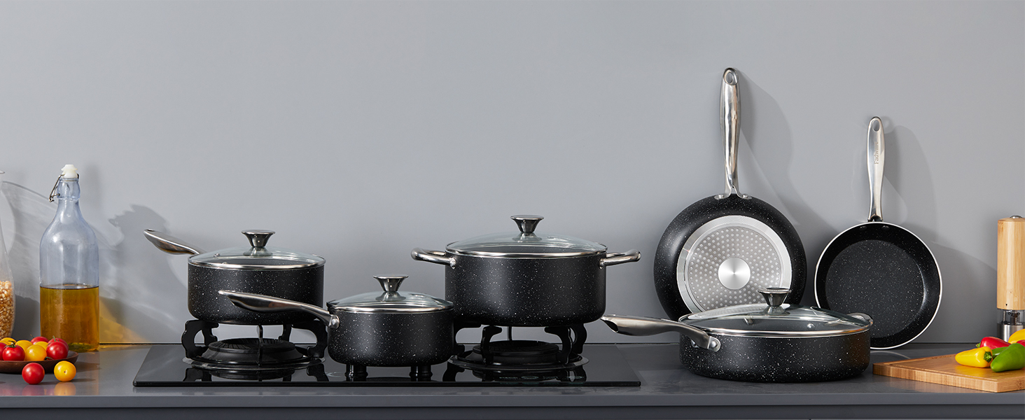 Fadware Pots and Pan Set, Induction Hob Pan Set NonStick, Nonstick