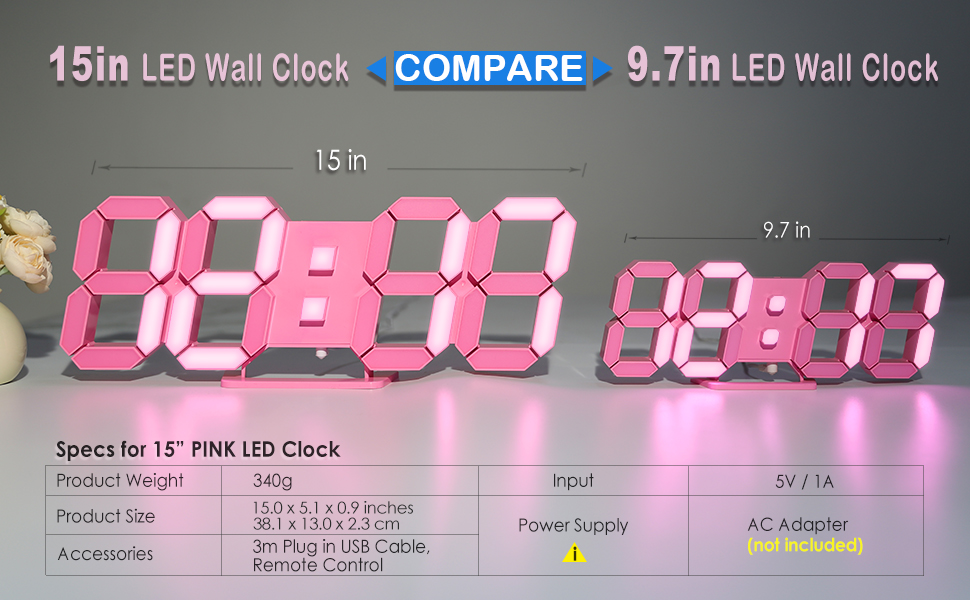 15in Big LED Wall Clock