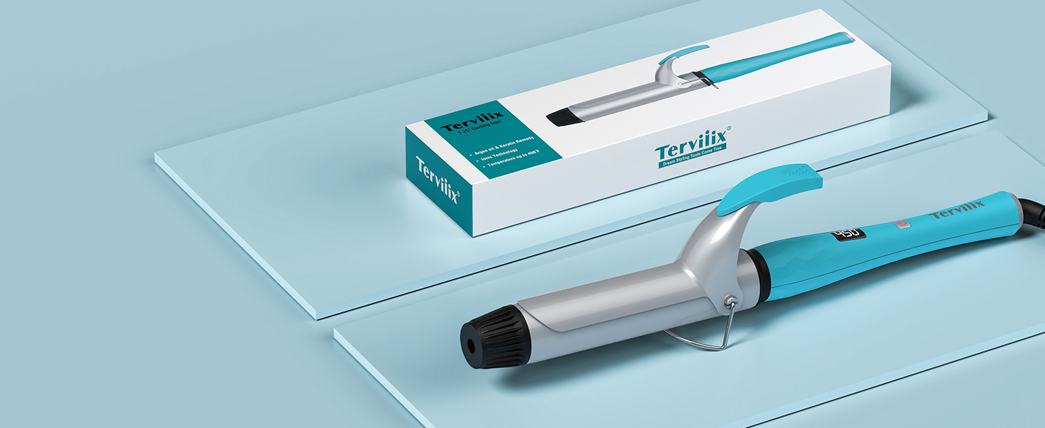 Terviiix Clamp Curling Iron 1 1/4Inch, 1.25'' Tourmaline