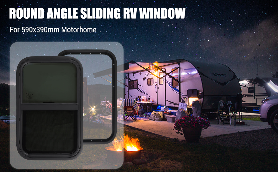 RV Window Replacement, 590x390mm Vertical Horizontal Sliding Tinted