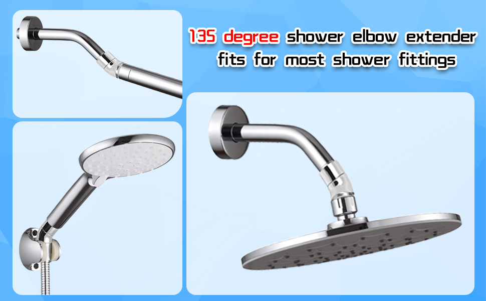 Shower Head Elbow Adapter 1/2"G Thread, 135 Degree Soild Brass Shower