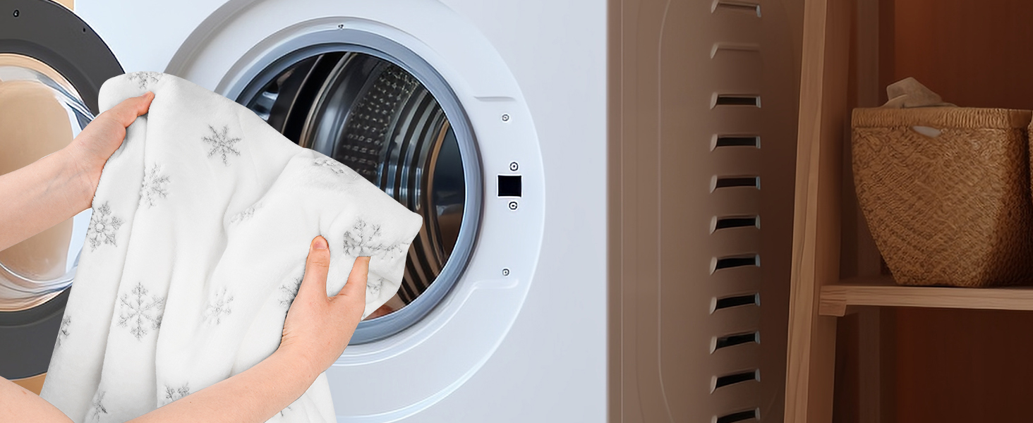 FRAMICS Merry Christmas Blanket Throw Snowflake Embroidered