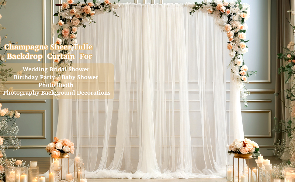 champagne tulle backdrop curtain