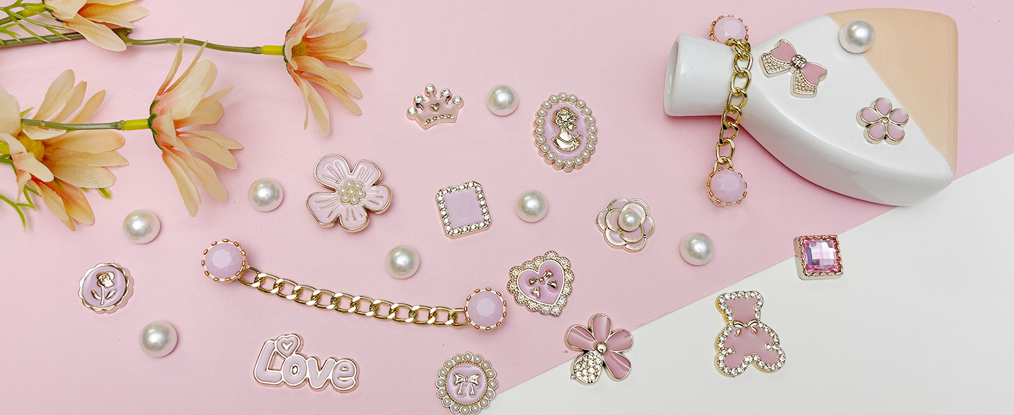 pink bling shoe charms