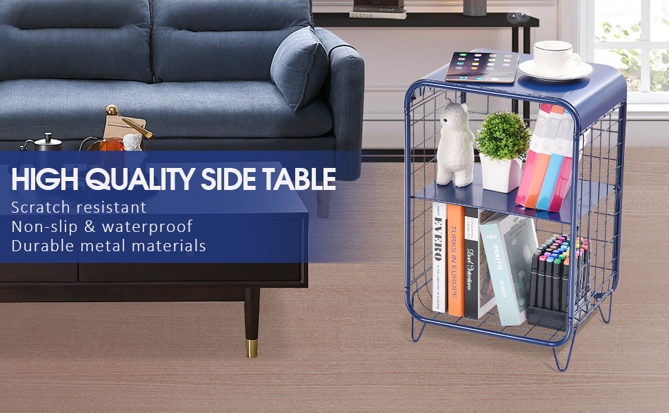 APEXCHASER 2Tier End Table,Small Side Table with Storage Shelf,Modern