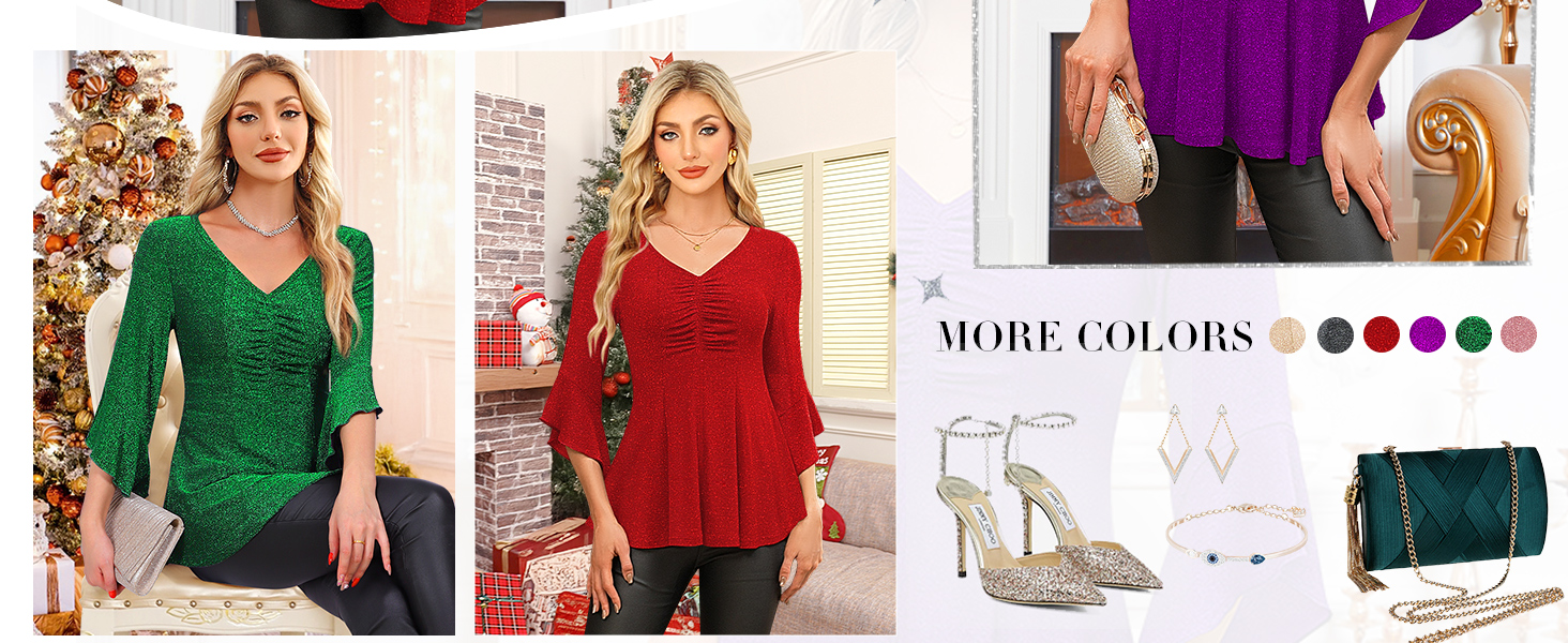 Excellent Stretch | Anti-Wrinkle | Comfortable & Breathable Women's Tops sparkle e