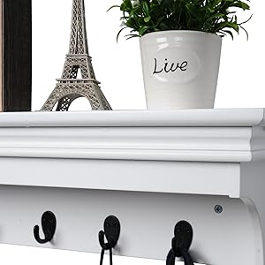 WOLTU Mensole Da Muro Scaffale Parete Con 5 Ganci Libreria Legno Barocco Opaco 12 2
