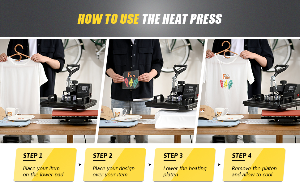 COZ Heat Press Machine, 8 in1 Swing Away Flat Plate Cap