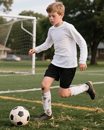 4 Pack Boys Long Sleeve Shirts Soft Cotton Basic Tees Youth Boys Long Sleeve T-Shirts Layering Shirts Tagless 18 boys long sleeve shirts