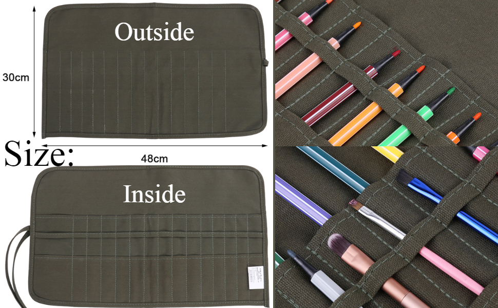 30 Holes Paint Brush Bag Roll Up Canvas Paint Brush Case Draw Pen