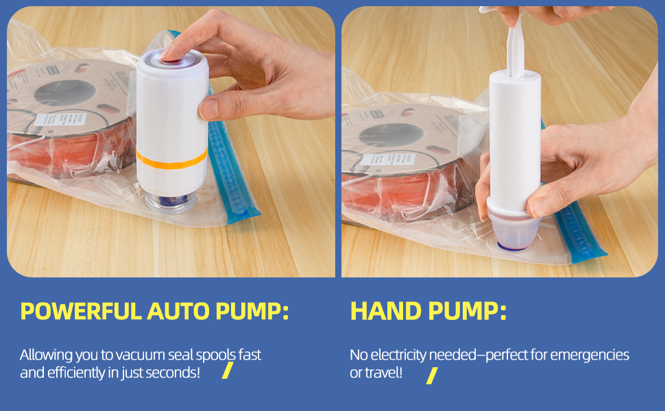 50PCS Filament Storage Bags Kit with Electric Pump and Hand Pump, 3D Printer Filament Storage Bags Vacuum Sealed Kit Designed for 3D Filament Storage and Keep Filament Dry (11.8 x 13.4 in) 11 1