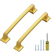 JOY DECOR 20 Pack Gold Cabinet Pulls, 5 in Hole Centers Kitchen Cabinet Handles Solid Drawer Pull...