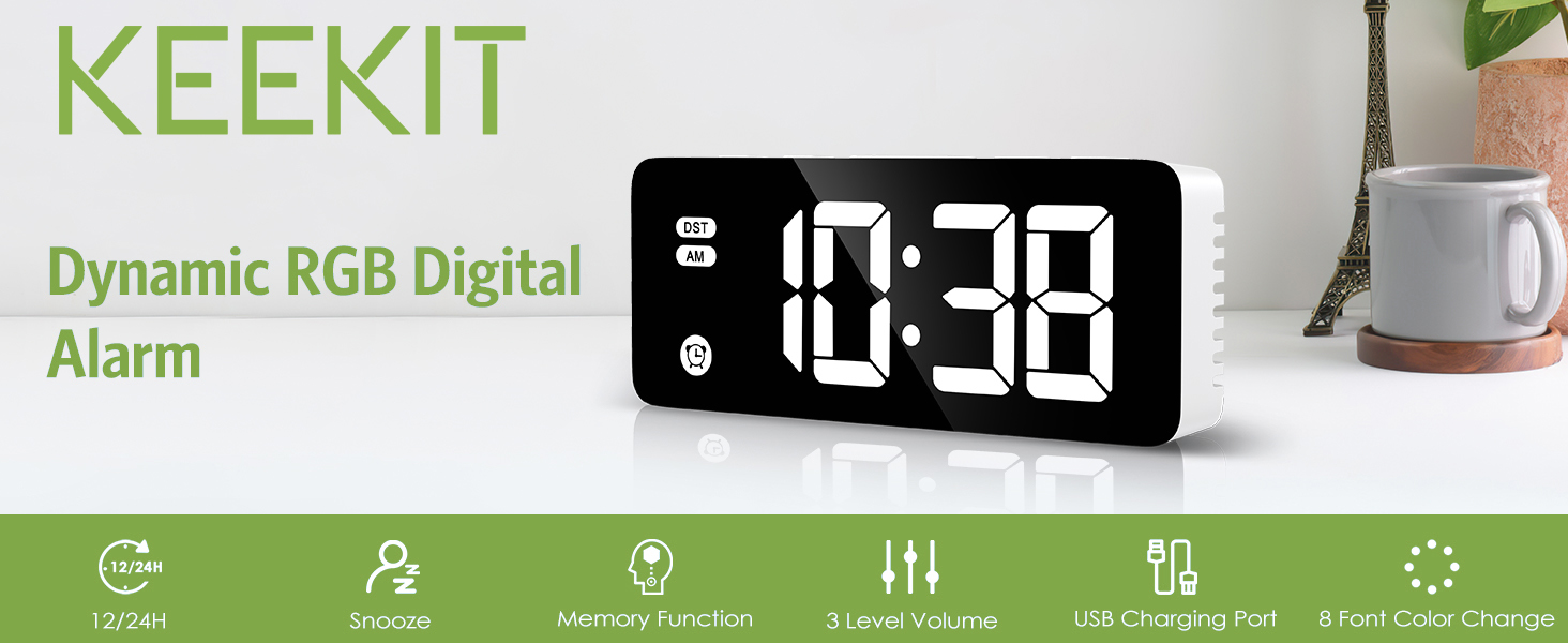 KeeKit Digital Clock, Alarm Clocks for Bedrooms with 5.8" LED Large