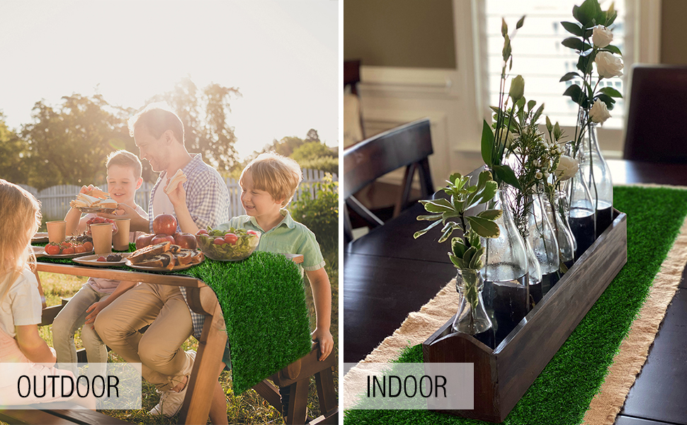 XLX TURF Grass Table Runner 12 x 120 Inch/10 FT, Green