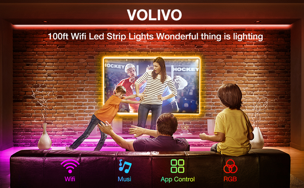 Volivo 100 FT WiFi Led Strip Lights Compatible with Alexa and Google Assistant, 2 Rolls of 50ft