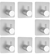 Z-TIISON Adhesive Towel Hook 8Pack, Modern Style Stainless Steel Wall Hooks Stick for Clothes, Ha...