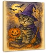 Liferyx Cat Wall Art Halloween Canvas Prints and Halloween Wall Art, Kitty Framed Posters, Ideal ...