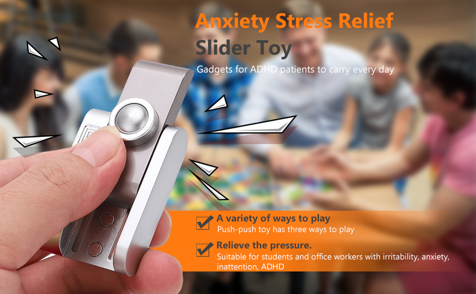 Push Slider Toy, Camera Shaped Metal Fidget Slider, ADHD Push Slider Sensory Toys