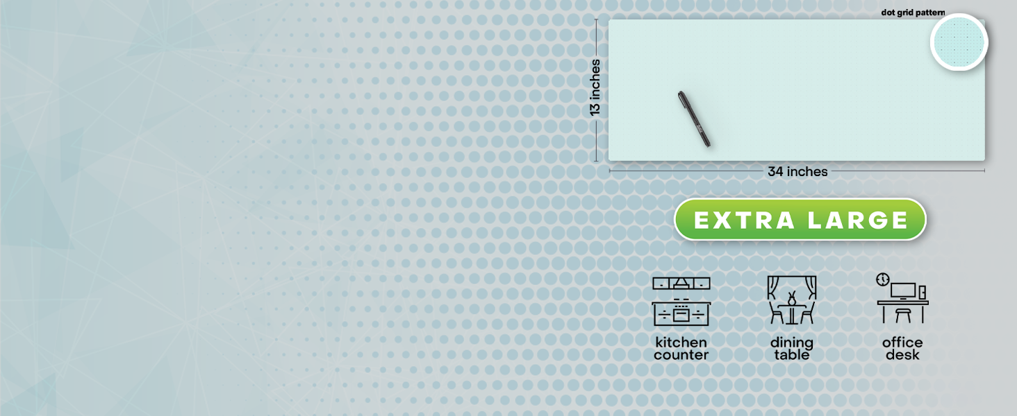 M.C. Squares 3in1 Dry Erase Desk Mat, Mouse Pad & Deco