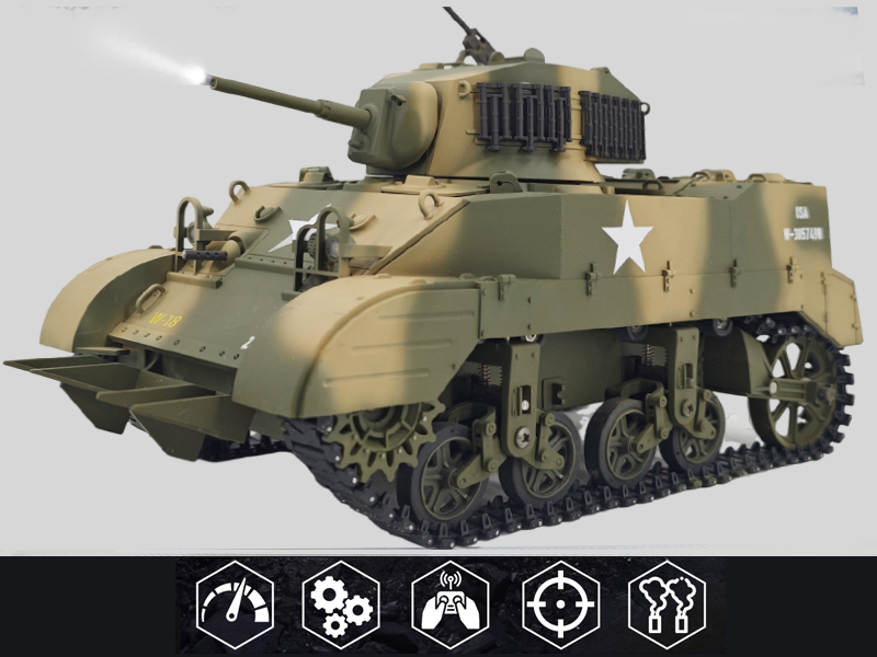 1/16 ラジコン アメリカ軽戦車M5-A1 Amazon.com: Ssccgym Remote Control Light Tank US M5A1 Stuart