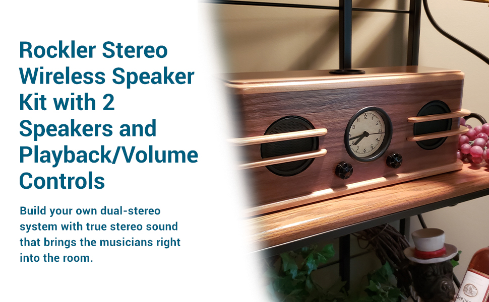 ROCKLER Stereo Wireless Speaker Kit w/ 2 Speakers, Playback