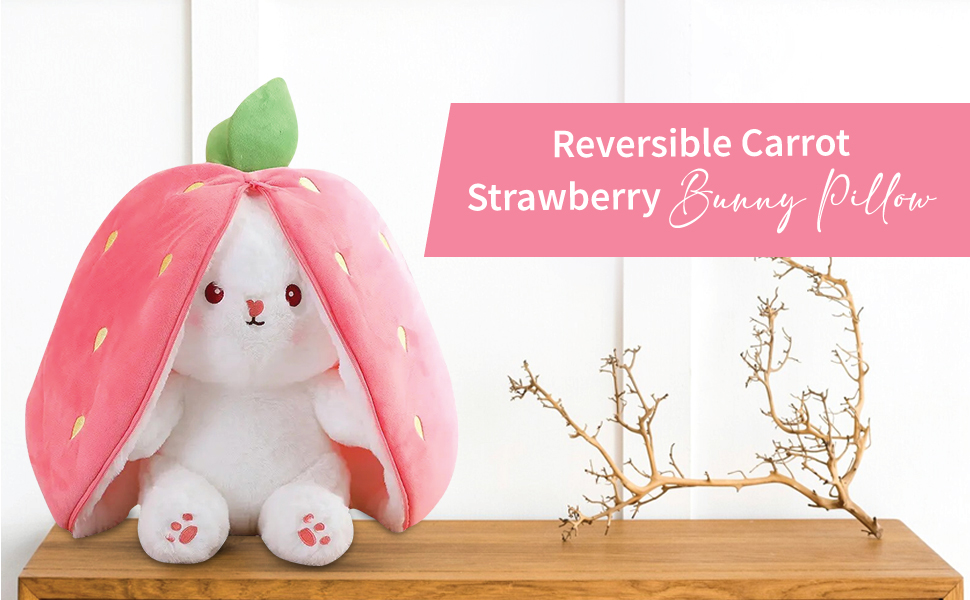 Reversible Carrot Strawberry Bunny Pillow SPN-SELCP