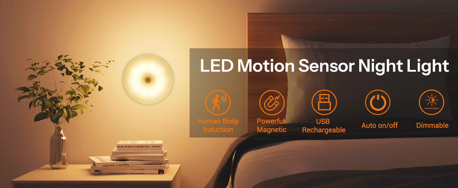 led motion sensor night light rechargeable