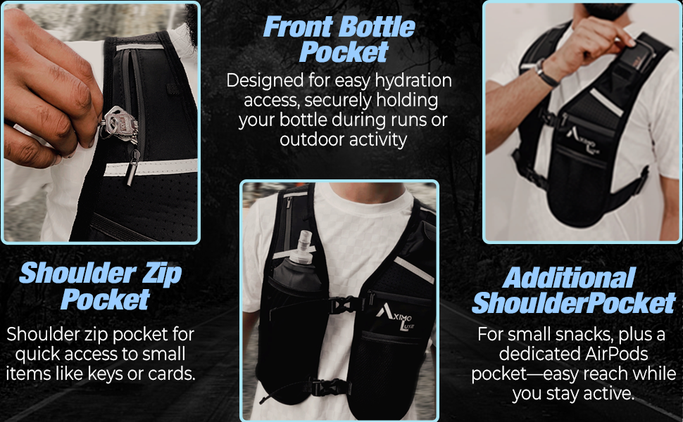 Running vest with 7 spacious pockets 