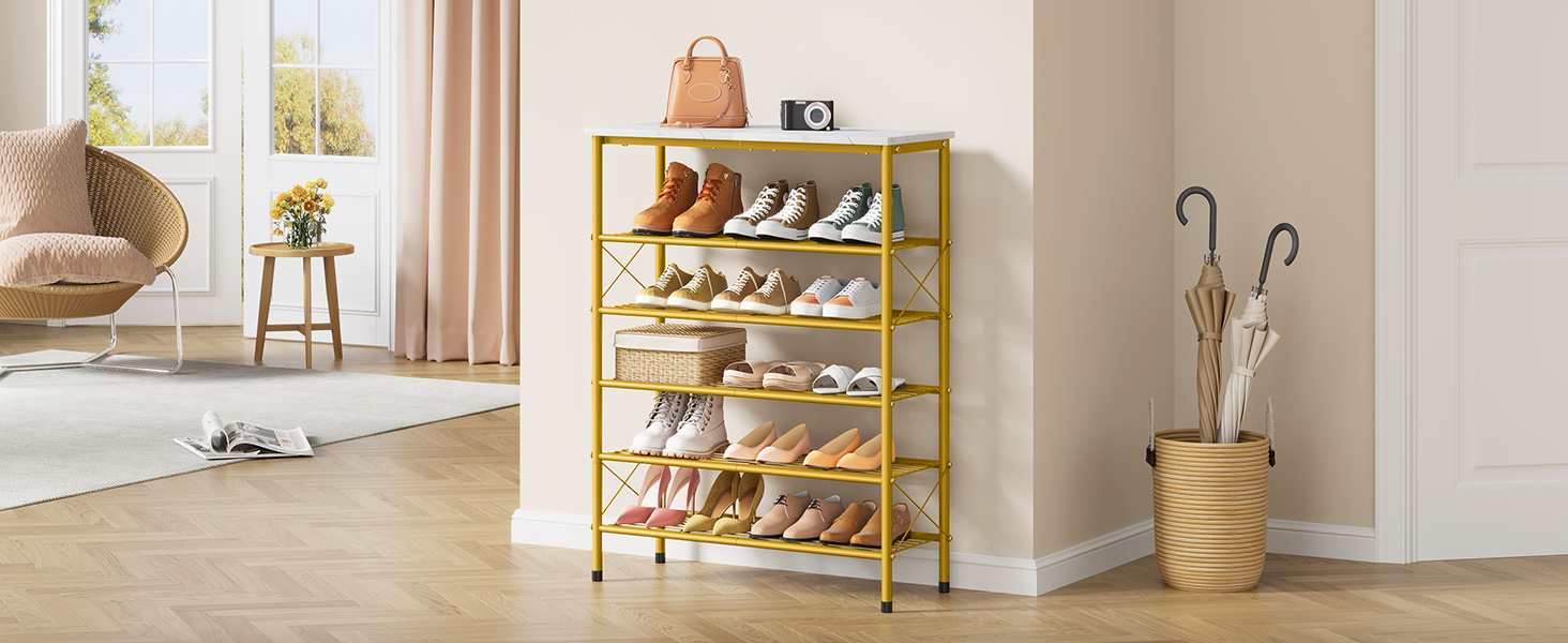 white gold shoe rack