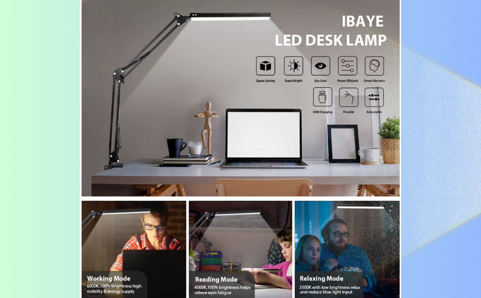 Luminária de mesa LED, Luminária de mesa com braço articulado