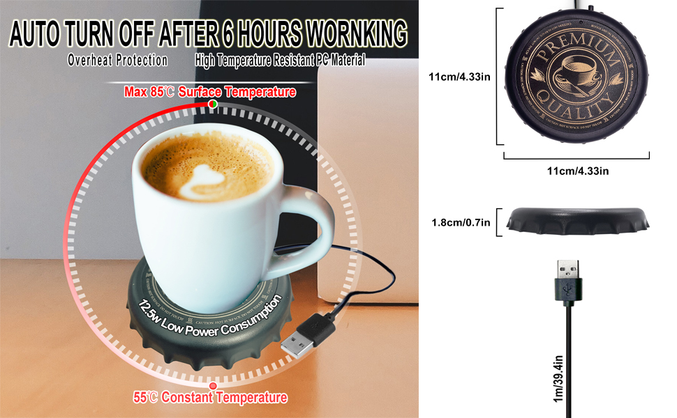 MEDOYOH USB Mug Warmer Bottle Cap Style, Coffee Warmer Tea Warmer