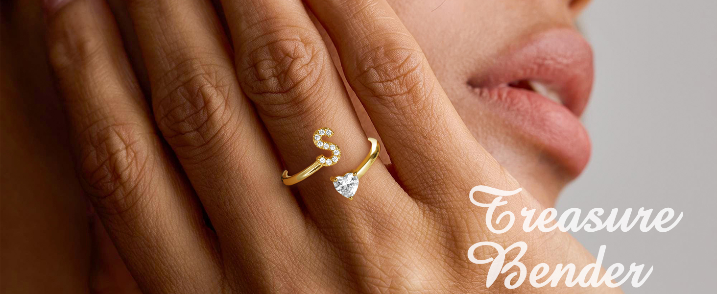 gold initial rings for women