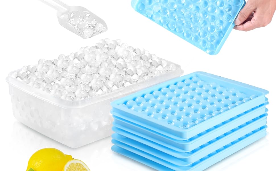 MiNi ice cube tray for freezer with Lid and Bin, 0.7inch