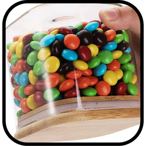 SPN-BFC square glass jars wood lids airtight stackable storage containers kitchen pantry