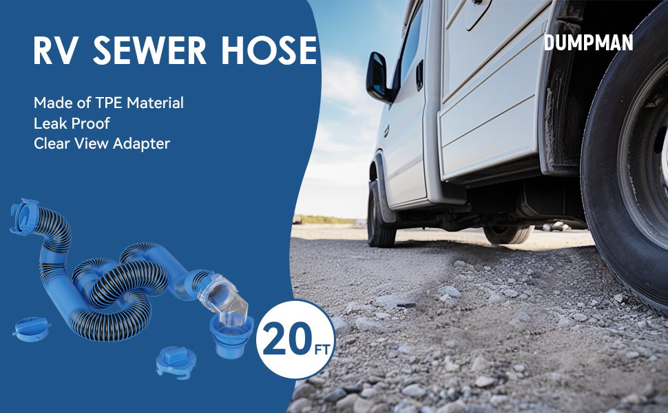 DUMPMAN RV Sewer Hose 20 Ft, Sewer Hose for RV Camper, RV