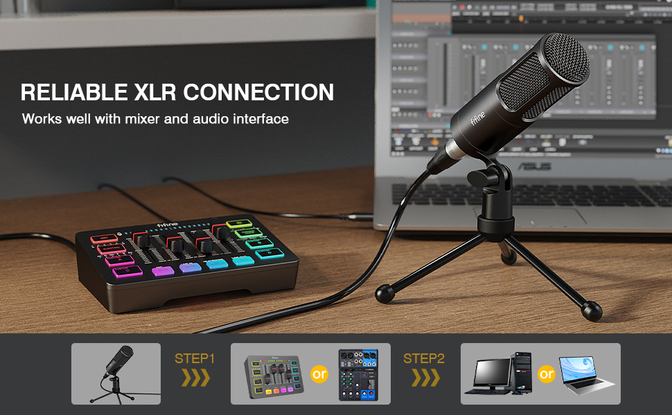 Fifine XLR Microphone, Podcast Dynamic Microphone for Vocal Recording
