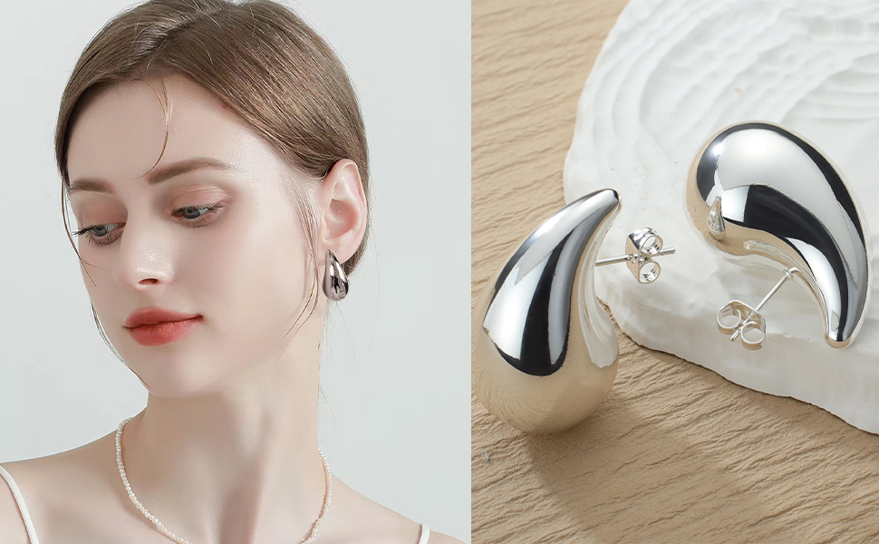 Chunky Silver Hoop Earrings