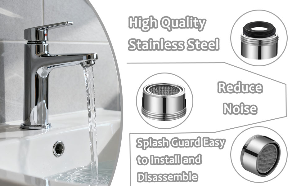 Le texte indique « Acier inoxydable de haute qualité », « Double couverture », « Incassable ». Schéma technique montrant les détails du robinet et des composants en acier inoxydable.