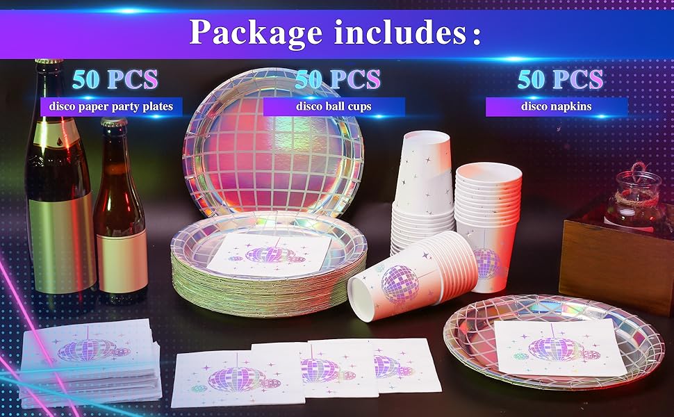 Disco Party Supplies Disco Ball Paper Plates Disco Ball Paper Cups Disco Party Cocktail