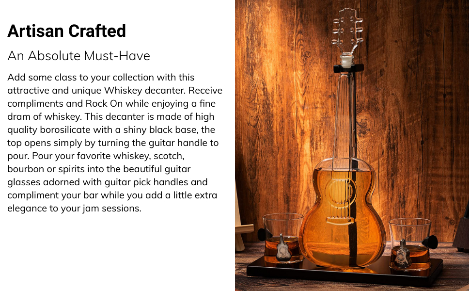 Guitar Whiskey & Wine Decanter & Mahogany Base 4 sss