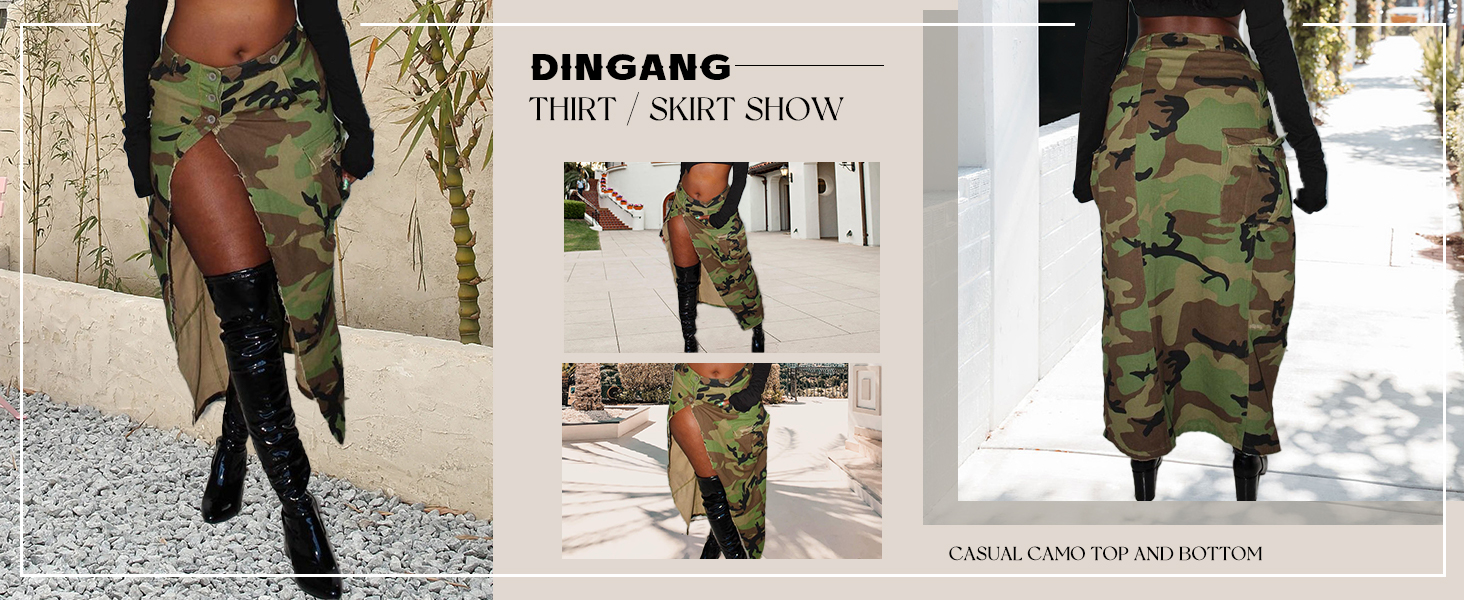 camouflage skirts for women green