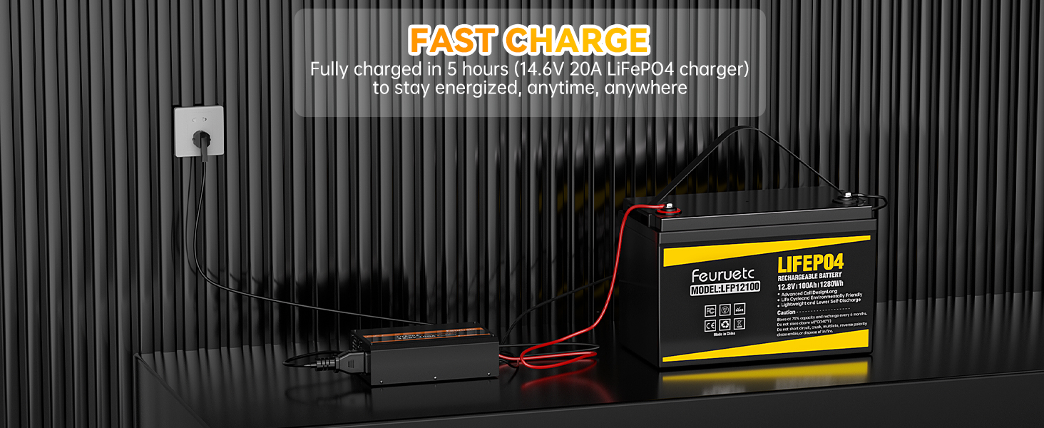 4 Pack 12V 100Ah LiFePO4 Marine Battery with LowTemp