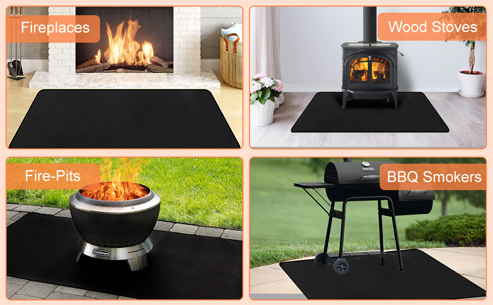 Protalwell Hearth Rugs Fireproof, Fireplace Rug, Fireplace