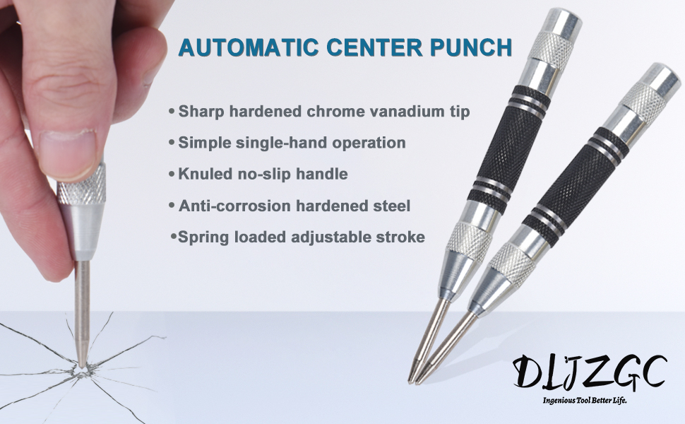 2 Pack Automatic Center Punch, 5 inch Spring Loaded Center Punch with