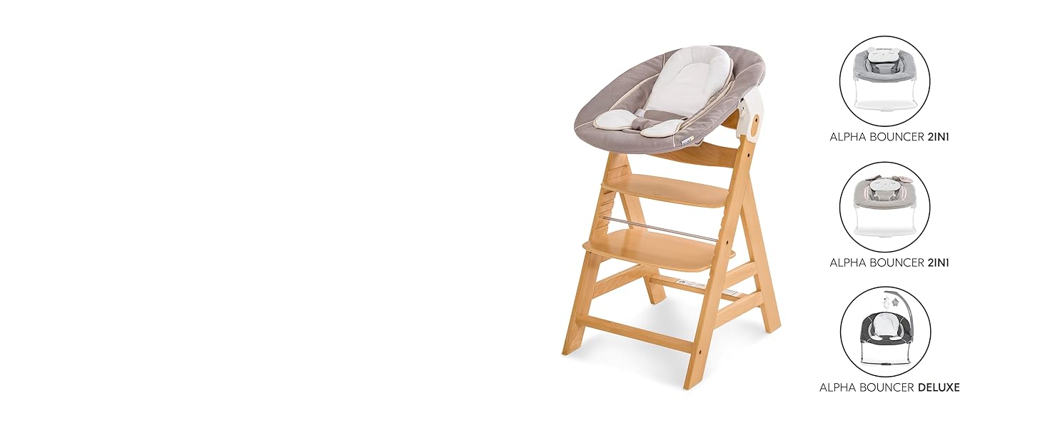 Hauck High Chair Alpha+ FSC® Certified Beechwood, Wooden Highchair from