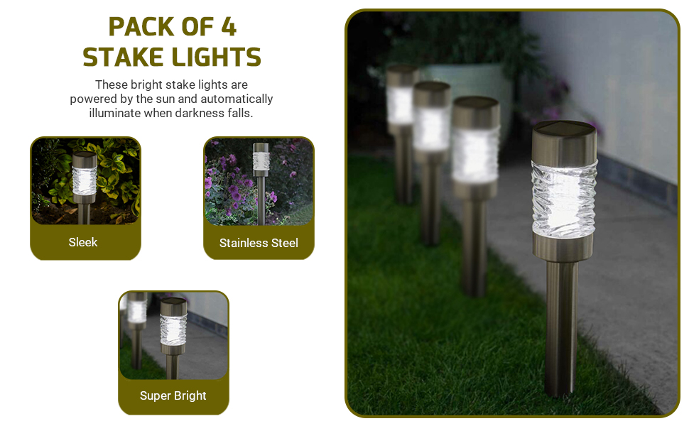4 Pack Solar Powered Super Bright Wave Stake