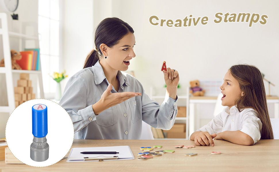 PATIKIL Letter Stamps Self Inking, Character J 7mm Alphabet Teacher Stamp Initial Stamp Mini Ink