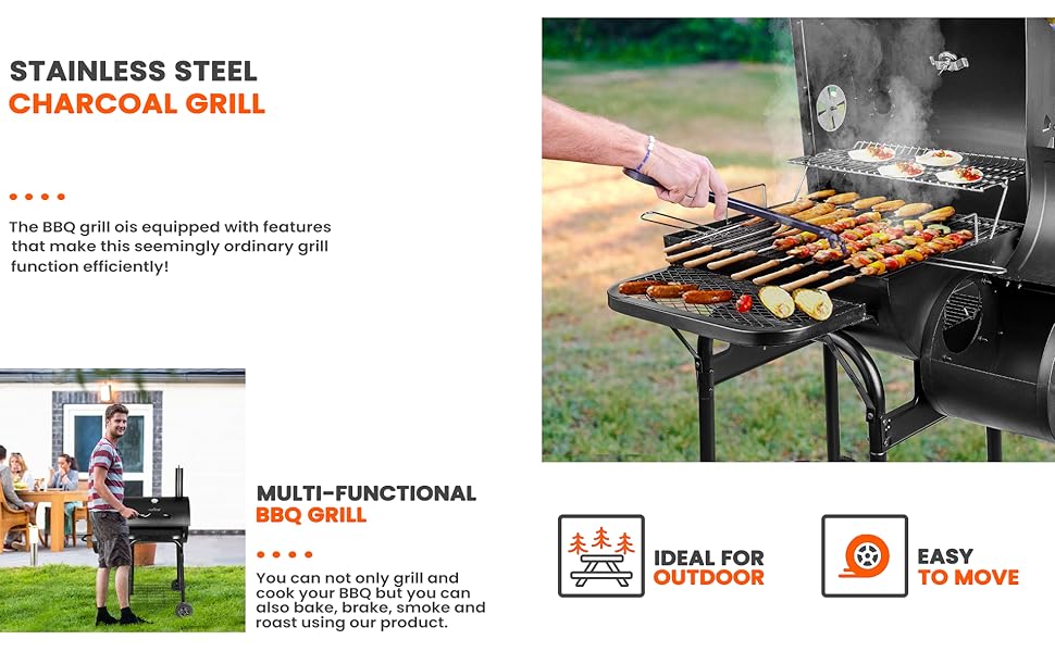 Portable Outdoor Charcoal BBQ Grill;Outdoor Grill; BBQ Grill;Grill;Stainless Grill