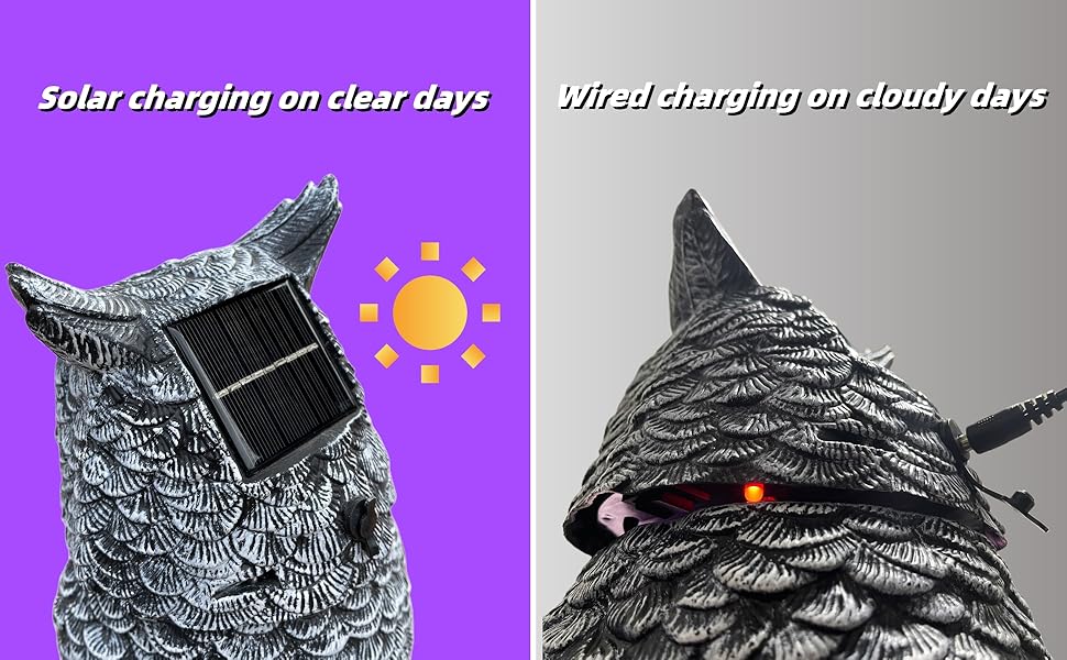 Owlsome Solar Snow Owl with Flashing Eyes, Rotating Head